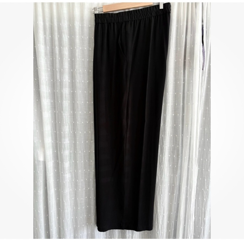 Eileen Fisher Black Silk Pants Wide-Leg Elastic Waist - XL - NWT